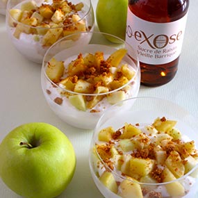 Faisselle au cru-cuit de pommes sur lit de spéculoos