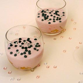 Verrines à la pêche et crème framboisée